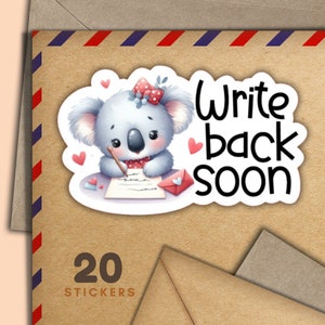 20er Set niedliche Koala-Aufkleber, Set mit 20 fröhlichen, niedlichen Aufkleberflocken