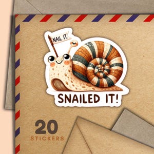 Snailed it Aufkleber, Set mit 20 fröhlichen Mail Aufklebern, süßes Penpal Zubehör für Schneckenpost-Etiketten zum Dekorieren von Umschlägen