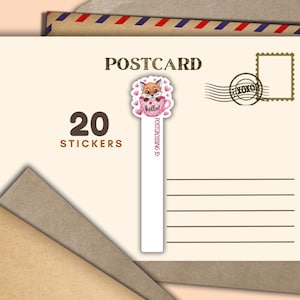 Hello Teacups Postcrossing ID-stickers set van 20, happy mail stickervlokken voor ansichtkaarten, lange ID-nummerlabels