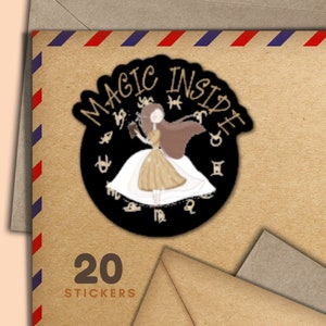 Adesivi Magic Girl, set di 20 fiocchi adesivi di posta felice, graziosi articoli per amici di penna per etichette di posta ordinaria per decorare buste