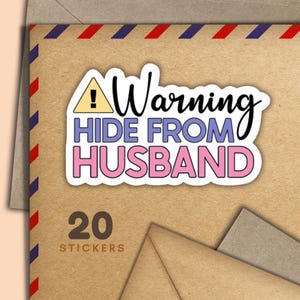 Adesivi Hide From Husband, set di 20 fiocchi di adesivi Happy Mail, graziosi articoli per amici di penna per etichette di posta ordinaria per decorare buste