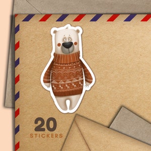 Adesivi Edward Bear, set di 20 fiocchi di adesivi postali allegri, graziosi articoli per amici di penna per etichette di posta ordinaria per decorare buste