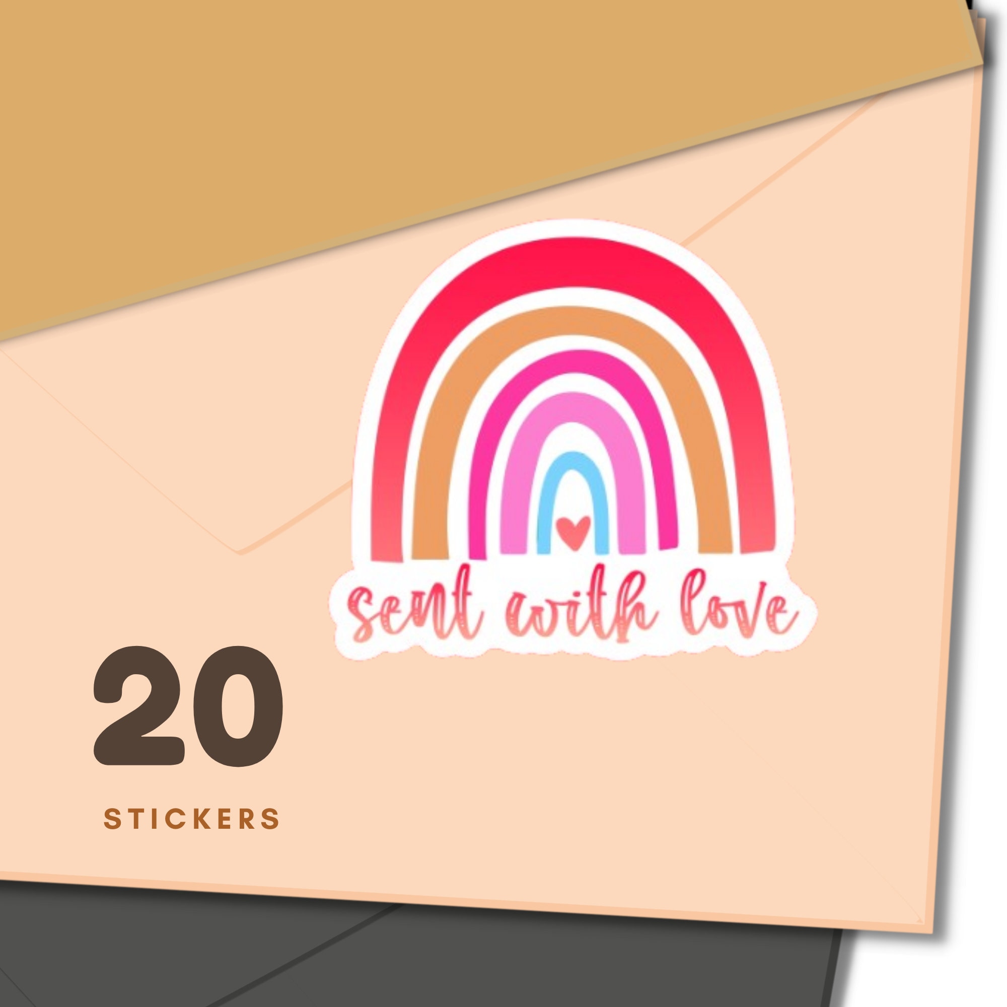 Rainbow 'sent With Love' Stickers, Set of 20 Happy Mail Sticker Flakes ...