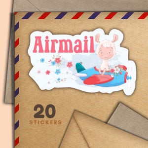 Adesivi a forma di lama sull'aereo, set di 20 adesivi a forma di fiocchi di posta allegra, graziosi articoli per amici di penna per etichette di posta ordinaria per decorare buste e lettere.