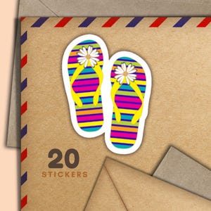 Adesivi infradito, set di 20 fiocchi di adesivi postali allegri, graziosi articoli per amici di penna per etichette di posta ordinaria per decorare buste