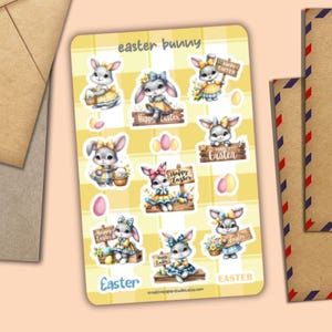 Hase mit Schild Aufkleber, Aufkleber, snail mail Umschlag dekoration, Geschenkanhänger für Planer Journals Kalender Scrapbooking