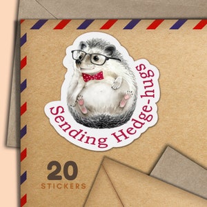 Adesivi Hendrick HedgeHugs, set di 20 fiocchi adesivi di posta felice, graziosi articoli per amici di penna per etichette di posta ordinaria per decorare buste