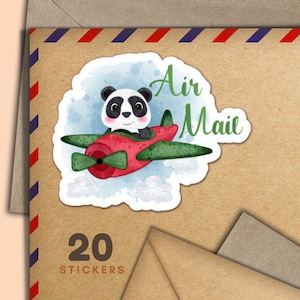 Stickers luchtpostdieren, set van 20 vrolijke poststickervlokken, leuke penvriendbenodigdheden voor postetiketten om enveloppen te versieren