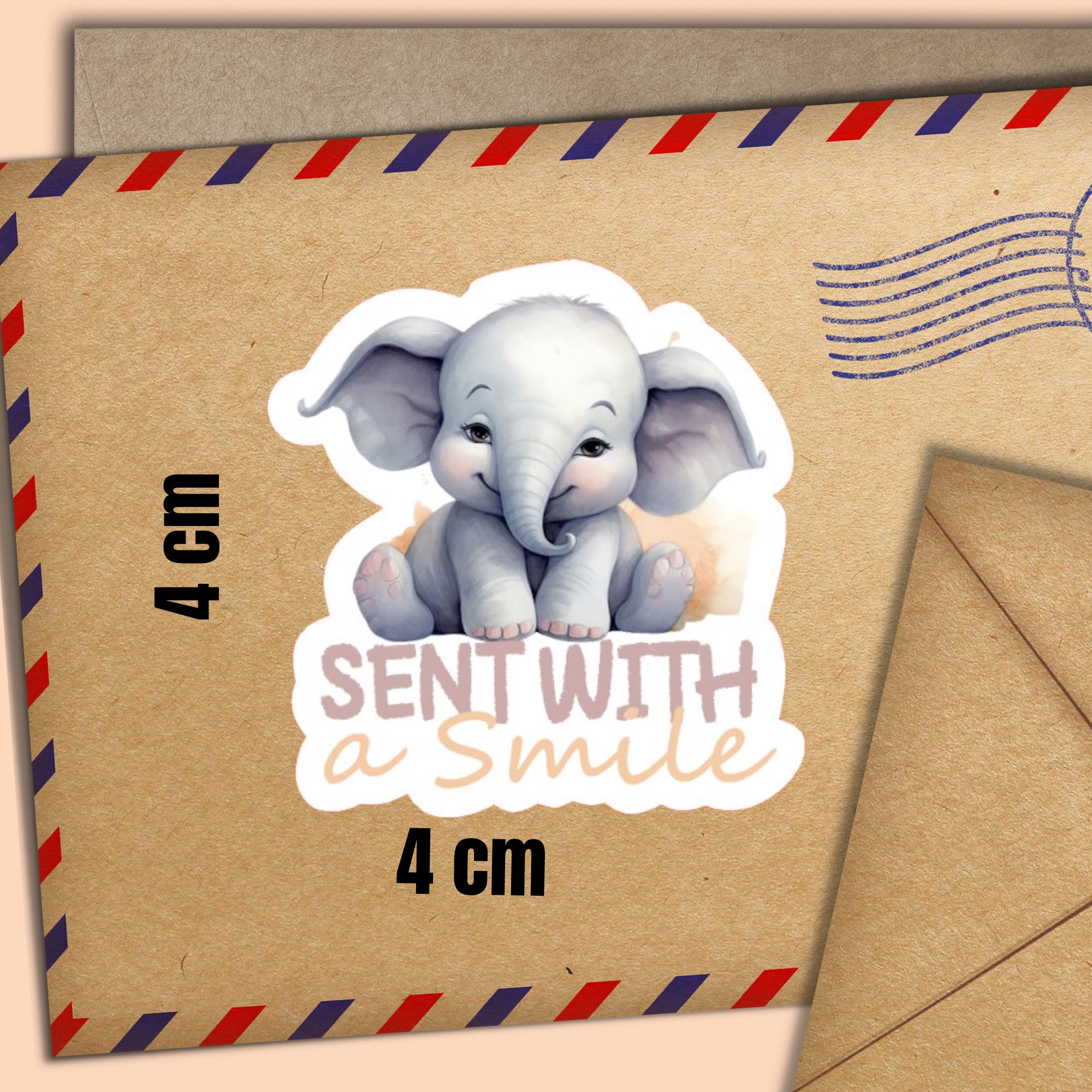 Elephant Sent With a Smile Stickers, Set of 20 Happy Mail Sticker ...