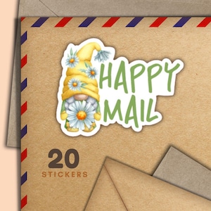 Adesivi Daisy Gnomes, set di 20 fiocchi adesivi di posta felice, graziosi articoli per amici di penna per etichette di posta ordinaria per decorare buste