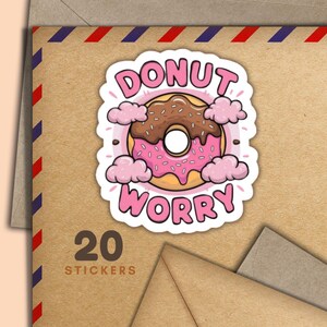 Adesivi Positive Donuts, set di 20 fiocchi di adesivi di posta felice, graziosi articoli per amici di penna per etichette di posta ordinaria per decorare buste