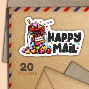 Adesivi Sweet Jar, set di 20 fiocchi adesivi Happy Mail, graziosi articoli per amici di penna per etichette di posta ordinaria per decorare buste