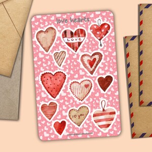 Foglio di adesivi Love Hearts, decorazione per buste postali felici, forniture per amici di penna per posta ordinaria, graziose etichette per agende, diari, calendari, album