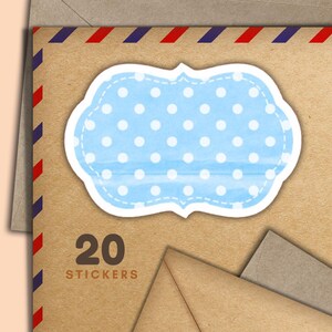 Adesivi Polka Dot Frames, set di 20 fiocchi adesivi Happy Mail, graziosi articoli per amici di penna per etichette di posta ordinaria per decorare buste