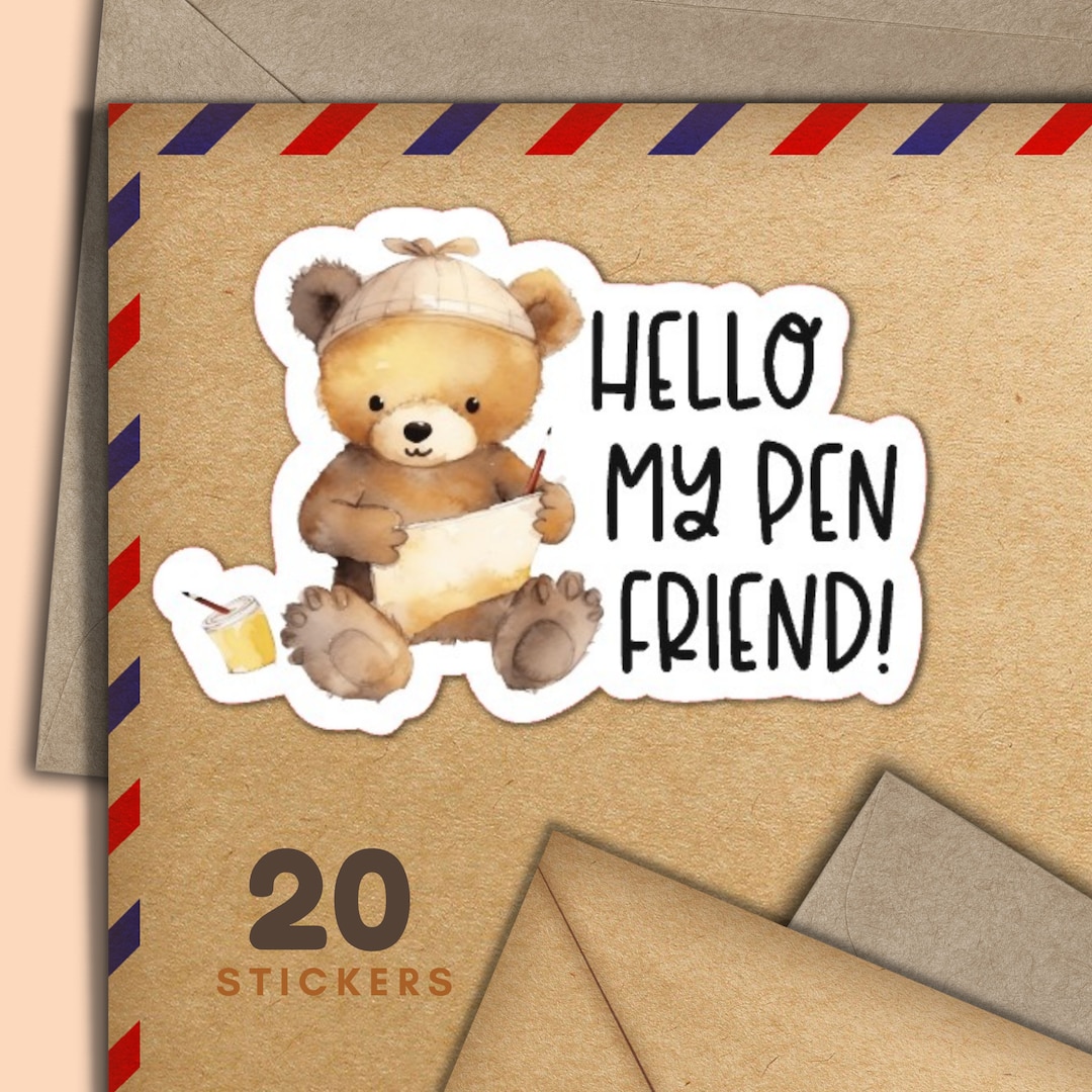 Writing Teddybear Stickers, Set of 20 Happy Mail Sticker Flakes, Cute ...