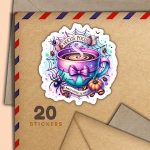 Adesivi Hocus Pocus, set di 20 fiocchi di adesivi Happy Mail, forniture magiche per amici di penna per etichette di posta ordinaria per decorare buste