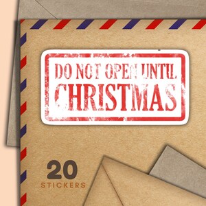Adesivi natalizi "Non aprire fino a", set di 20 fiocchi di adesivi postali allegri, forniture per amici di penna festivi per etichette di posta ordinaria per decorare buste