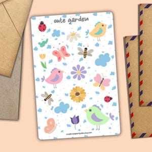 Foglio di adesivi per graziosi giardini, decorazione di buste per posta allegra, forniture per amici di penna per posta ordinaria, graziose etichette per agende, diari, calendari, album