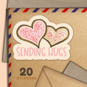 Adesivi Cookie Hugs, set di 20 fiocchi di adesivi per posta felice, graziosi articoli per amici di penna per etichette di posta ordinaria per decorare buste