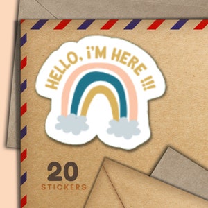 Adesivi Hello Rainbow, set di 20 fiocchi adesivi Happy Mail, graziosi articoli per amici di penna per etichette di posta ordinaria per decorare buste
