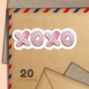 Adesivi rosa xoxo, set di 20 fiocchi adesivi di posta felice, graziosi articoli per amici di penna per etichette di posta ordinaria per decorare buste