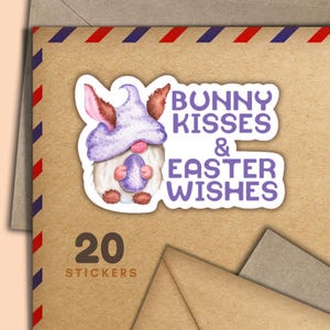 Adesivi Bunny Kisses, set di 20 fiocchi di adesivi per posta felice, forniture primaverili per amici di penna per etichette di posta ordinaria per decorare buste