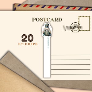 Conjunto de 20 adesivos de identificação do Quebra-Nozes Postcrossing, flocos de adesivos de correio feliz para cartões postais, etiquetas longas de número de identificação