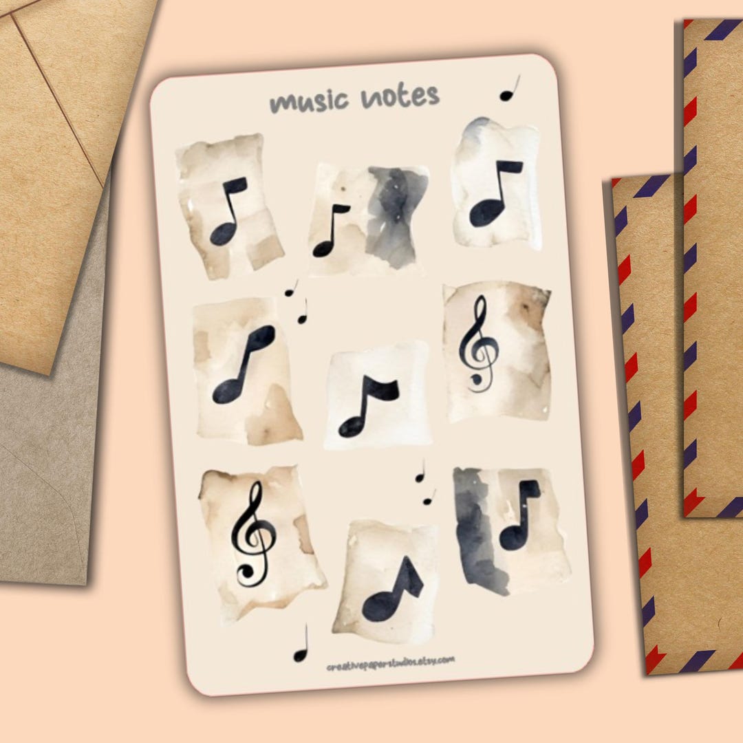 Draw Sticker Music Note Music Notes Sticker Sheet: Matte Planner Stickers - Etsy