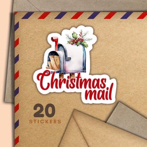 Cassetta postale di Natale, set di 20 fiocchi adesivi di posta allegra, forniture per amici di penna festivi per etichette di posta ordinaria per decorare buste