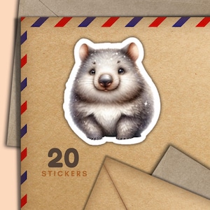 Adesivi con animali australiani, set di 20 fiocchi di adesivi per posta allegra, graziosi articoli per amici di penna per etichette di posta ordinaria per decorare buste