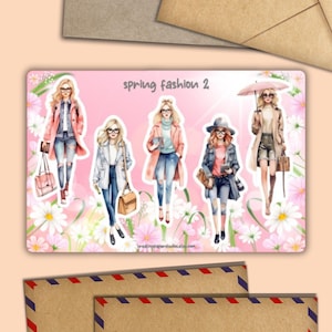 Foglio di adesivi Spring Fashion 2, decorazione di buste per posta felice, forniture per amici di penna per posta ordinaria, etichette per agende, diari, calendari, album