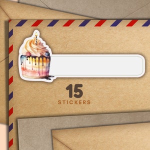Adesivi per torte di compleanno, set di 20 fiocchi di adesivi per posta felice, graziosi articoli per amici di penna per etichette di posta ordinaria per decorare buste