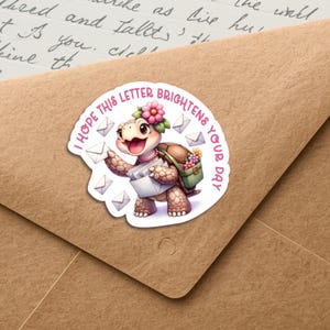 Jolis autocollants tortue, lot de 20 flocons d'autocollants joyeux courrier, jolies fournitures pour correspondance pour étiquettes de courrier escargot pour décorer les enveloppes