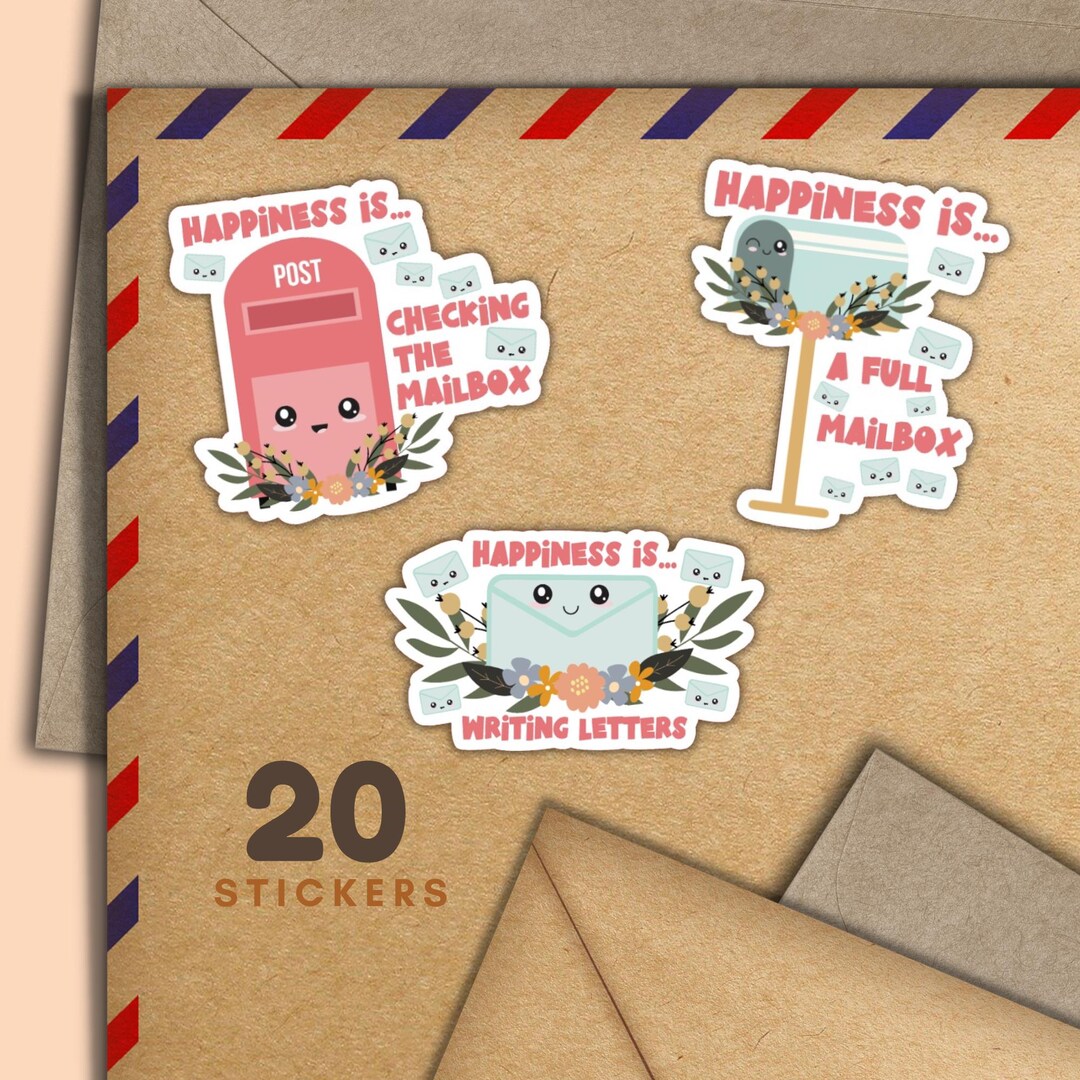 Happines Is... Stickers, Set of 20 Happy Mail Sticker Flakes, Cute ...