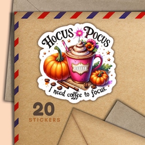 Adesivi Coffee to Focus, set di 20 fiocchi di adesivi Happy Mail, graziosi articoli per amici di penna per etichette di posta ordinaria per decorare buste