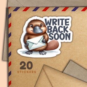 Adesivi Platypus, set di 20 fiocchi di adesivi Happy Mail, graziosi articoli per amici di penna per etichette di posta ordinaria per decorare buste