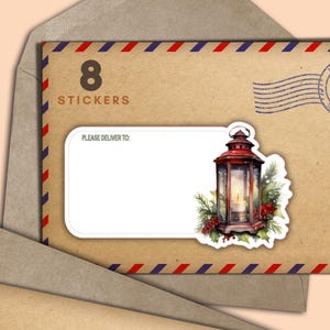Set di 8 adesivi Lantern PDT, etichette per buste postali "Happy Mail Please Deliver", forniture per amici di penna per posta ordinaria, etichette vuote per indirizzo