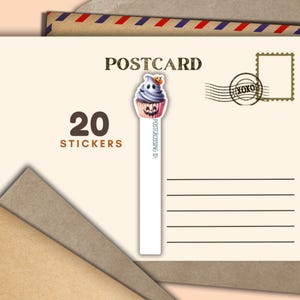 Set di 20 adesivi identificativi Postcrossing con cupcake di Halloween, fiocchi adesivi postali allegri per cartoline, etichette con numeri identificativi lunghi