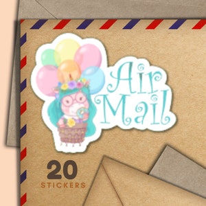 Adesivi Unicorn Girls, set di 20 fiocchi di adesivi Happy Mail, graziosi articoli per amici di penna per etichette di posta ordinaria per decorare buste