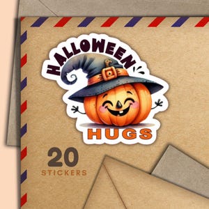 Adesivi Pumpkin Hugs, set di 20 fiocchi adesivi Happy Mail, forniture per amici di penna di Halloween per etichette di posta ordinaria per decorare buste