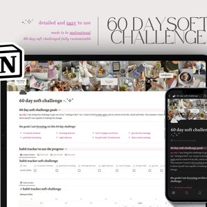 60 day soft challenge | notion template for 75 hard challenge | tracker template | notion tracker template