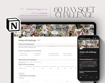 60 Tage Soft Challenge | Vorstellungsvorlage für 75 harte Herausforderung | tracker vorlage | notion tracker Vorlage
