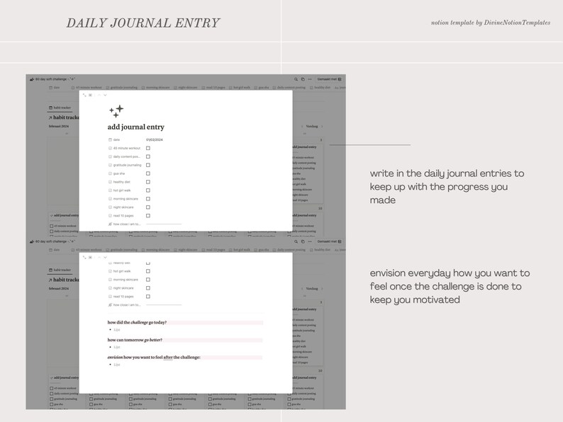 60 Day Soft Challenge Notion Template for 75 Hard Challenge Tracker 60 Day Soft Challenge Notion Template for 75 Hard Challenge Tracker
