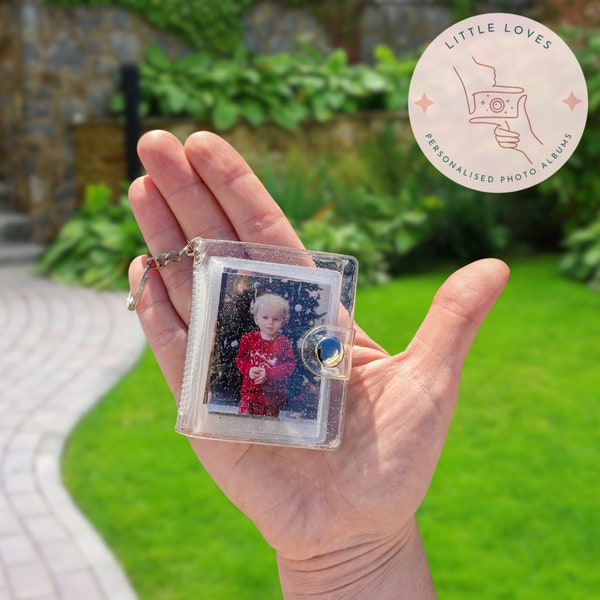 Mini Photo Album Keychain, 5x4 Picture Book Keyring, Personalised Photo Parenthood Gift