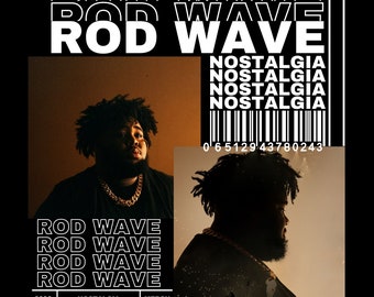 ROD WAVE T-Shirt Design. PNG Digital 4500x5100 px. Rapper, HipHop, Retro, 90er Vintage, Bootleg Tee. Sofortiger Download und fertig zum Drucken.