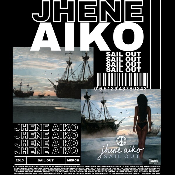 JHENE AIKO T Shirt Motiv. PNG Digital 4500x5100 px. Rapper, HipHop, Retro, 90er Vintage, Bootleg Tee. Sofortiger Download und fertig zum Drucken.