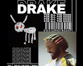 DRAKE-T-Shirt-Design. PNG Digital 4500x5100 px. Rapper, HipHop, Retro, 90er Vintage, Bootleg Tee. Sofortiger Download und fertig zum Drucken.