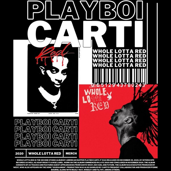 PLAYBOI CARTI T Shirt Design. PNG Digital 4500x5100 px. Rapper Hiphop, Retro, 90s Vintage, Bootleg Tee. Instant Download And Ready To Print.