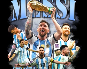 MESSI T Shirt Design. PNG Digital 4500x5100 px. Lionel Football, Retro, 90s Vintage, Bootleg Tee. Instant Download And Ready To Print.