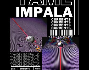 TAME IMPALA T Shirt Design. PNG Digital 4500x5100 px. Rock, Retro, 90s Vintage, Bootleg Tee. Instant Download And Ready To Print.